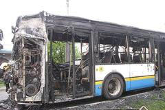 Požár městského autobusu v Ostravě - Hošťálkovicích