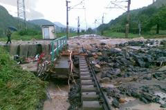 Povodně srpen 2010 - trať Děčín - Ústí nad Labem - Střekov, dosud nesjízdná