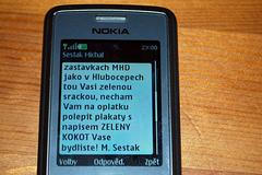 SMS Šestáka Budínovi