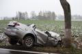 Auto narazilo při nehodě do stromu