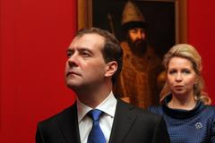 Dmitrij Medvěděv v Praze na výstavě