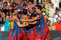 Barcelona slaví výhru nad Racingem Santander