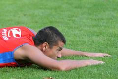 Trénink fotbalové reprezentace v Kunicích