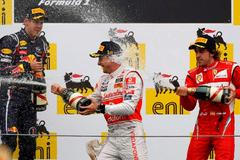 VC Maďarska: Vettel, Button, Alonso