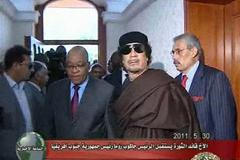 Muammar Kaddáfí po jednání s Jacobem Zumou