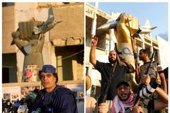 Libye - Báb-al-Azízija s Kaddáfím a po dobytí rebely