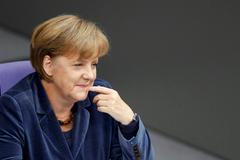 Angela Merkelová během jednání německého parlamentu.