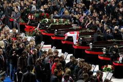 Rozloučení s hokejisty v Jaroslavli