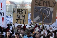 Demonstrace zdravotně postižených v Praze