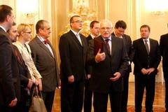 Zástupci trojkoalice u prezidenta Václava Klause
