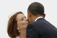 Austrálie: premiérka Julia Gillardová a americký prezident Obama