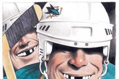 Hokejista bez zubů - ilustrace