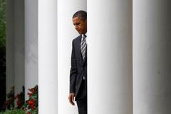 Barack Obama před Bílým domem