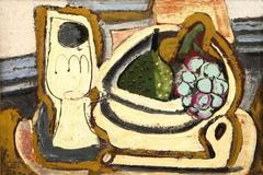 Emil Filla: Zátiší se sklenicí, dýmkou a ovocem