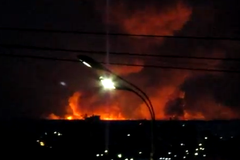 Požár muničního skladu v Rusku