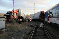 Srážka kamionu s vlakem u Kaštic