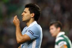 Evropská liga: Sporting Lisabon - Manchester City (Sergio Agüero, smutek)