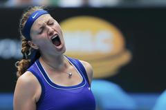 Česká tenistka Petra Kvitová je smutná během Australian Open 2011