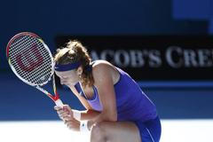 Česká tenistka Petra Kvitová je smutná během Australian Open 2011