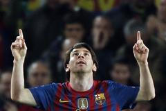 Lionel Messi, gesto po gólu do sítě Leverkusenu