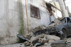 Zničená obytná čtvť v Homsu