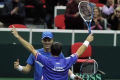Davis Cup: Česko - Itálie: Berdych, Štěpánek (radost)