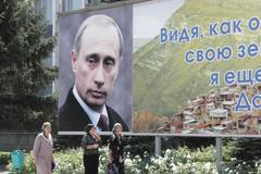 Putin na plakátu v Dagestánu
