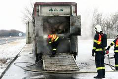 Požár náklaďáku s prasaty