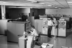 Technici pracují na strojích IBM - 60. léta
