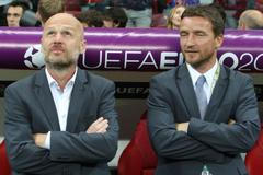 Michal Bílek a Vladimír Šmicer při zápase Česko - Portugalsko