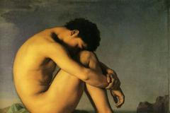 flandrin_mladík sedící na břehu moře