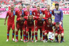 Český tým v utkání Řecko - Česká republika na Euru 2012