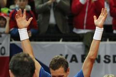 Davis Cup: Česko - Srbsko (Berdych, radost)