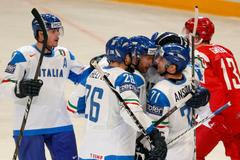 Radost italských hokejistů proti Dánsku