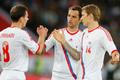 Konstantin Zyrjanov, Roman Širokov a Roman Pavljučenko v přípravném utkání na Euro 2012