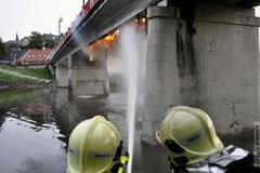 Požár lávky v Přerově