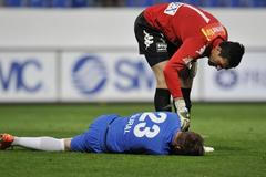 Josef Šural a Dušan Melichárek v utkání Gambrinus ligy Liberec - Slovácko