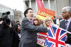 Ed Miliband slaví v Birminghamu volební vítězství