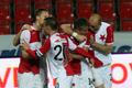 Radost hráčů Slavie v utkání proti Hradci