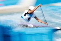 Singlkanoista Stanislav Ježek v olympijském kanálu