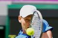 Český tenista Tomáš Berdych v utkání s Belgičanem Stevem Darcisem na OH 2012 v Londýně.