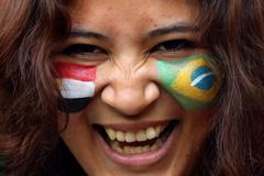 Brazilské fanynky před zápasem s Egyptem