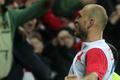Fotbalista Slavie Praha Martin Latka slaví svůj gól v utkání Gambrinus ligy se Spartou Praha.