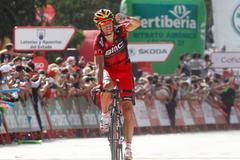 Philippe Gilbert se raduje z vítězství v 9. etapě Vuelty 2012