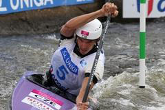Vodní slalomář Stanislav Ježek z České republiky na Světovém poháru 2012 v pražské Tróji.