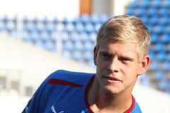 Český fotbalový reprezentant Matěj Vydra během tréninku před přípravným utkáním s Finskem v sezóně 2011/12.