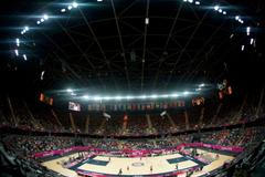 Panoramatický pohled na utkání České republiky s Tureckem na OH 2012 v Londýně.