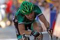 Francouzský cyklista Thomas Voeckler ze stáje Europcar dojíždí závod v desáté etapě Tour de France 2012.