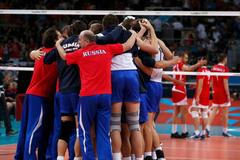 Radost ruských volejbalistů po postupu do finále olympijských her