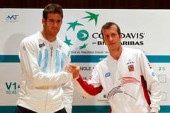 Juan Martín del Potro a Radek Štěpánek před daviscupovým utkáním